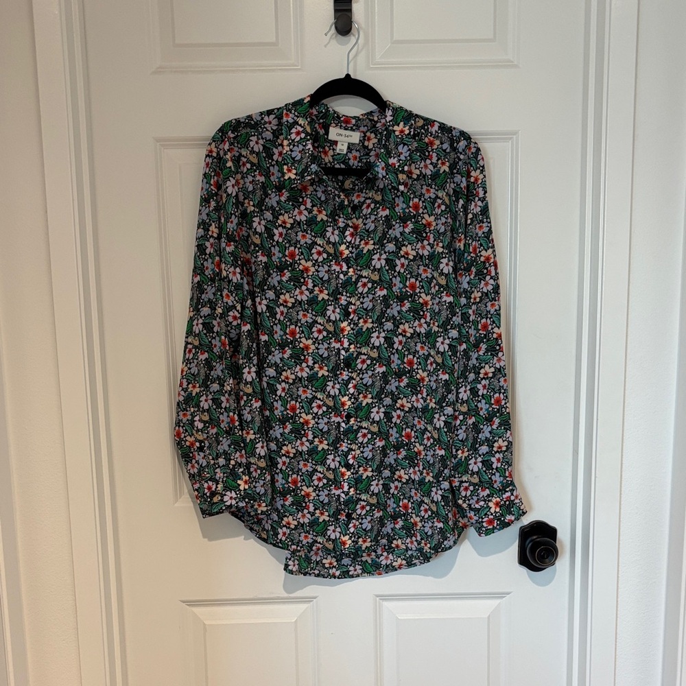 Floral Print Women's Blouse - Green